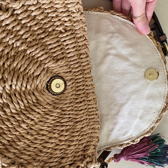 Porfois Crossbody Summer Vacation Beach Straw Lined Bag - Picture 12 of 14